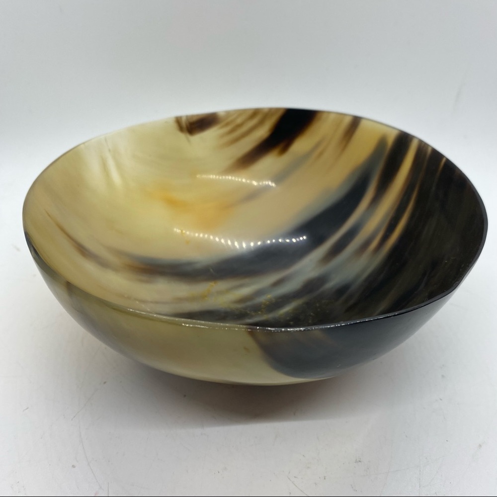 Large Horn Hand Carved Bowl